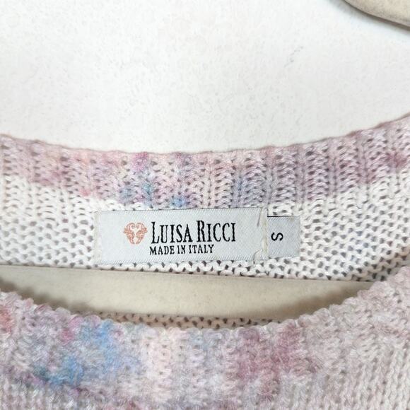 Luisa Ricci Purple Rose Pastel Cap Sleeve Knit Sweater Top Size S - Picture 5 of 6